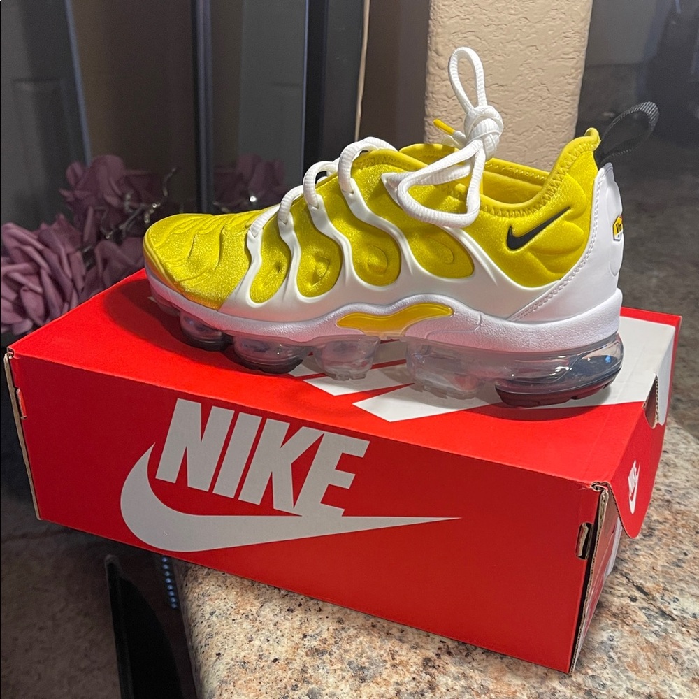 Nike Yellow and White Air Max Plus Sneakers